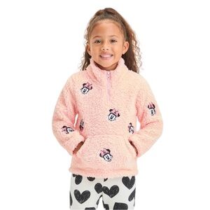 Disney Minnie Mouse Sherpa Quarter Zip Sweater Size 4T